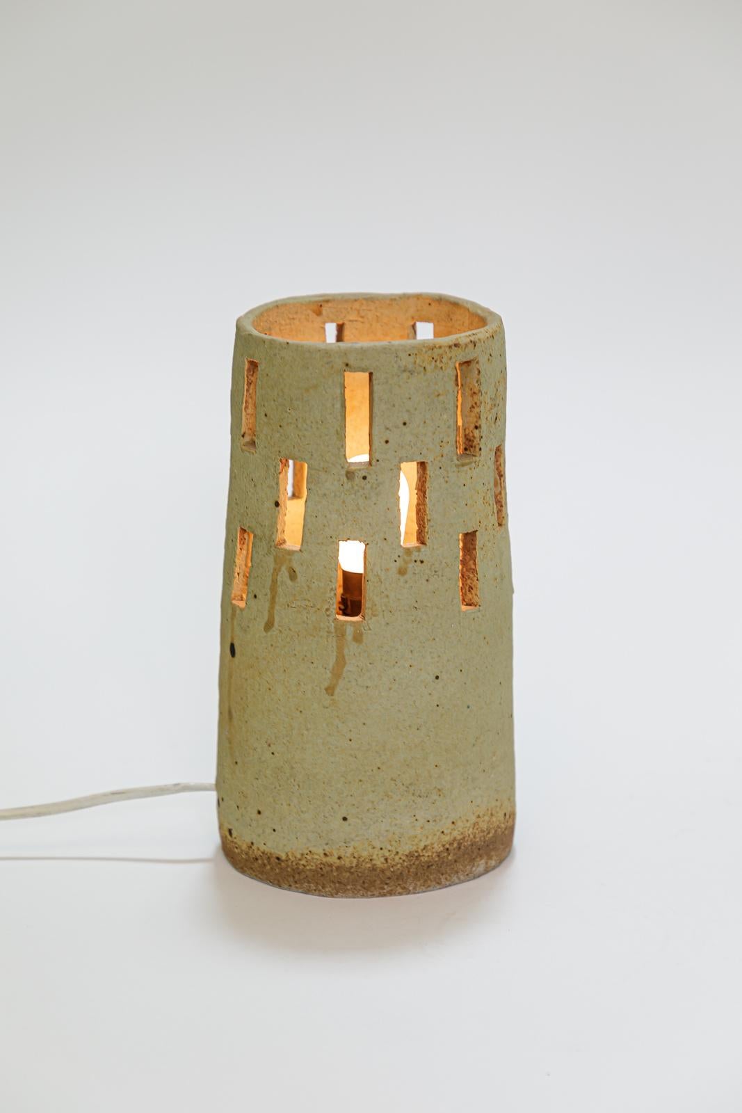 20th Century Architectural 20th century design brown ceramic table lamp signed ML La Borne For Sale