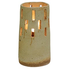 Architectural 20th century design brown ceramic table lamp signed ML La Borne