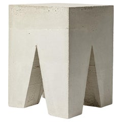 Architectural 21st century concrete low stool by LESUSAGERS handmade unique