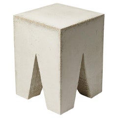 Architectural 21st century concrete low stool by LESUSAGERS handmade unique
