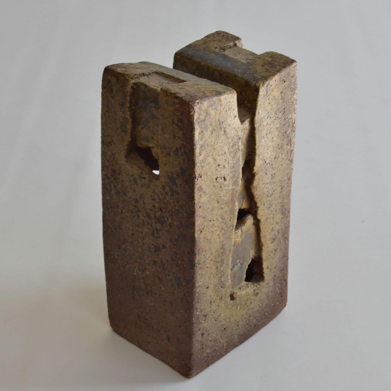 Late 20th Century Architectural Abstract Ceramic Sculpture in Earth Tones For Sale
