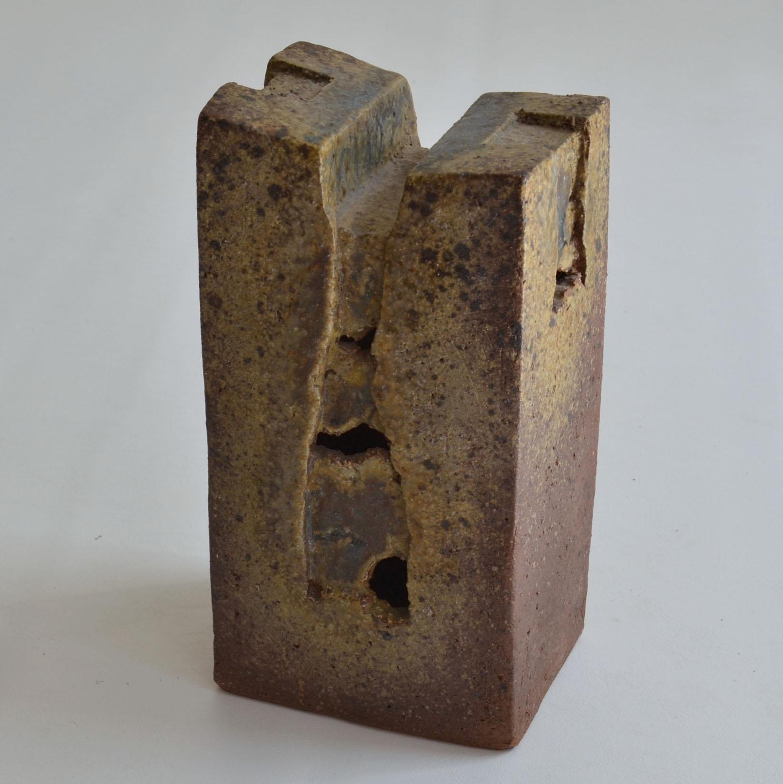Architectural Abstract Ceramic Sculpture in Earth Tones For Sale 2
