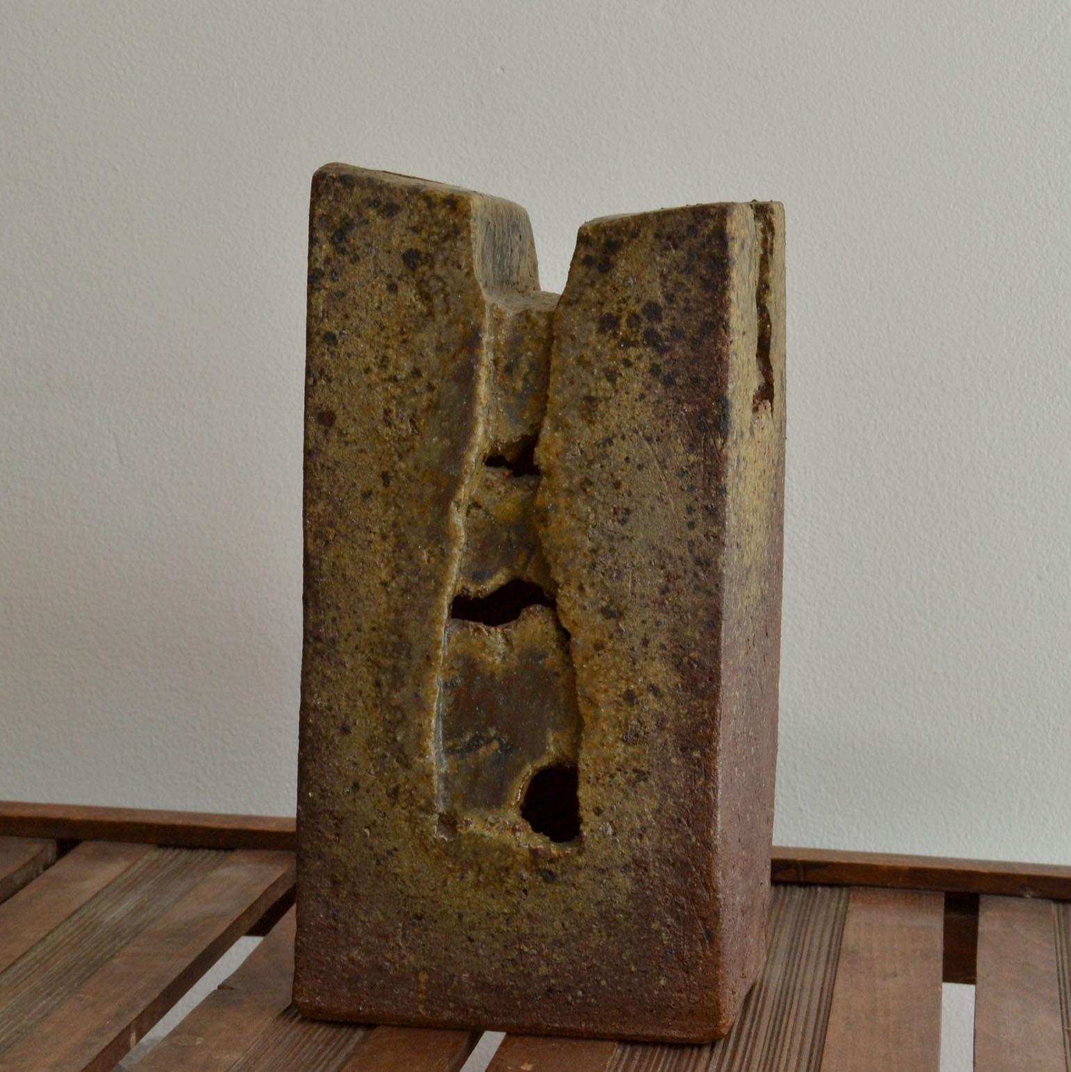 Architectural Abstract Ceramic Sculpture in Earth Tones For Sale 5
