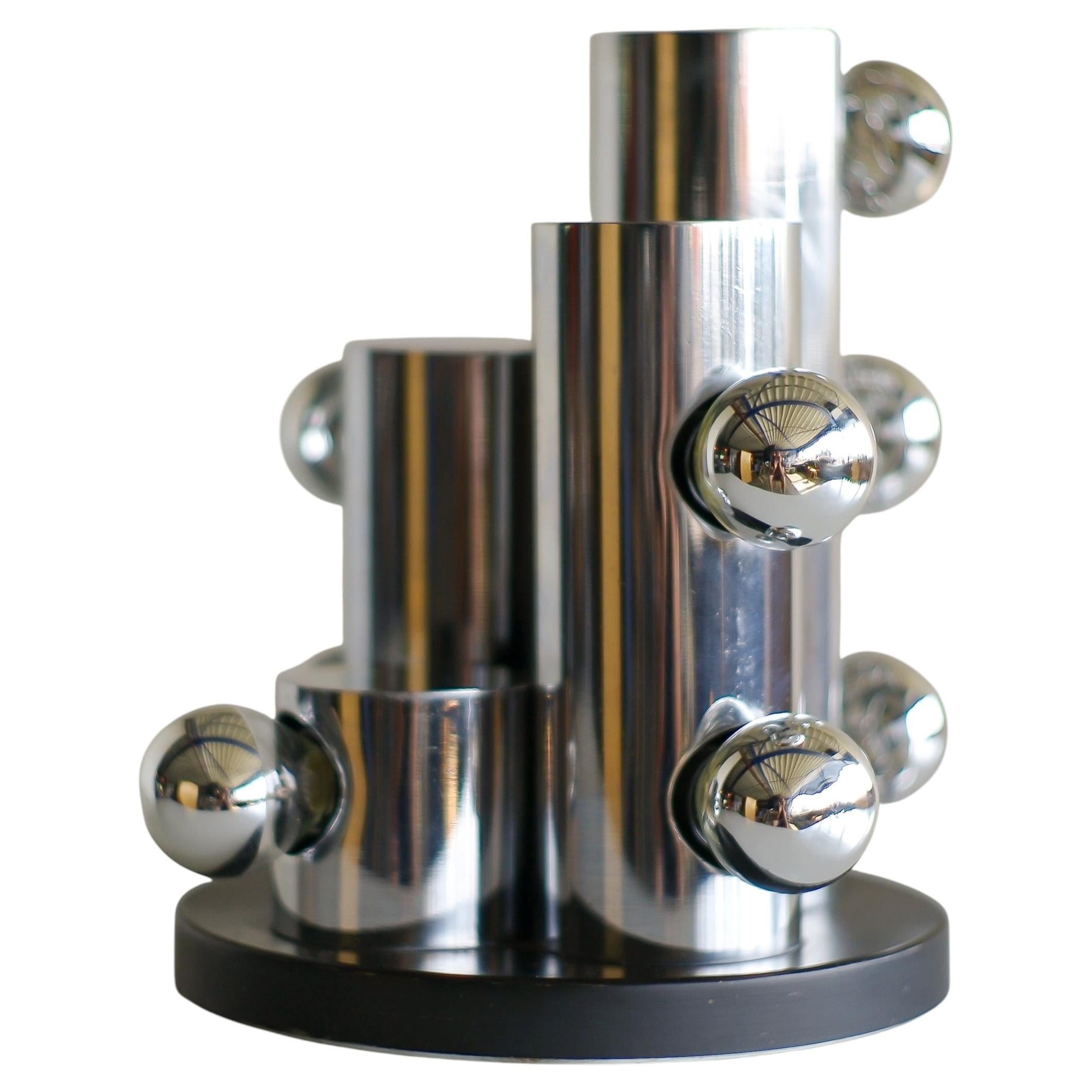 Architektonische Angelo Gaetano Sciolari Chrom-Tischlampe, Italien, 1970er Jahre