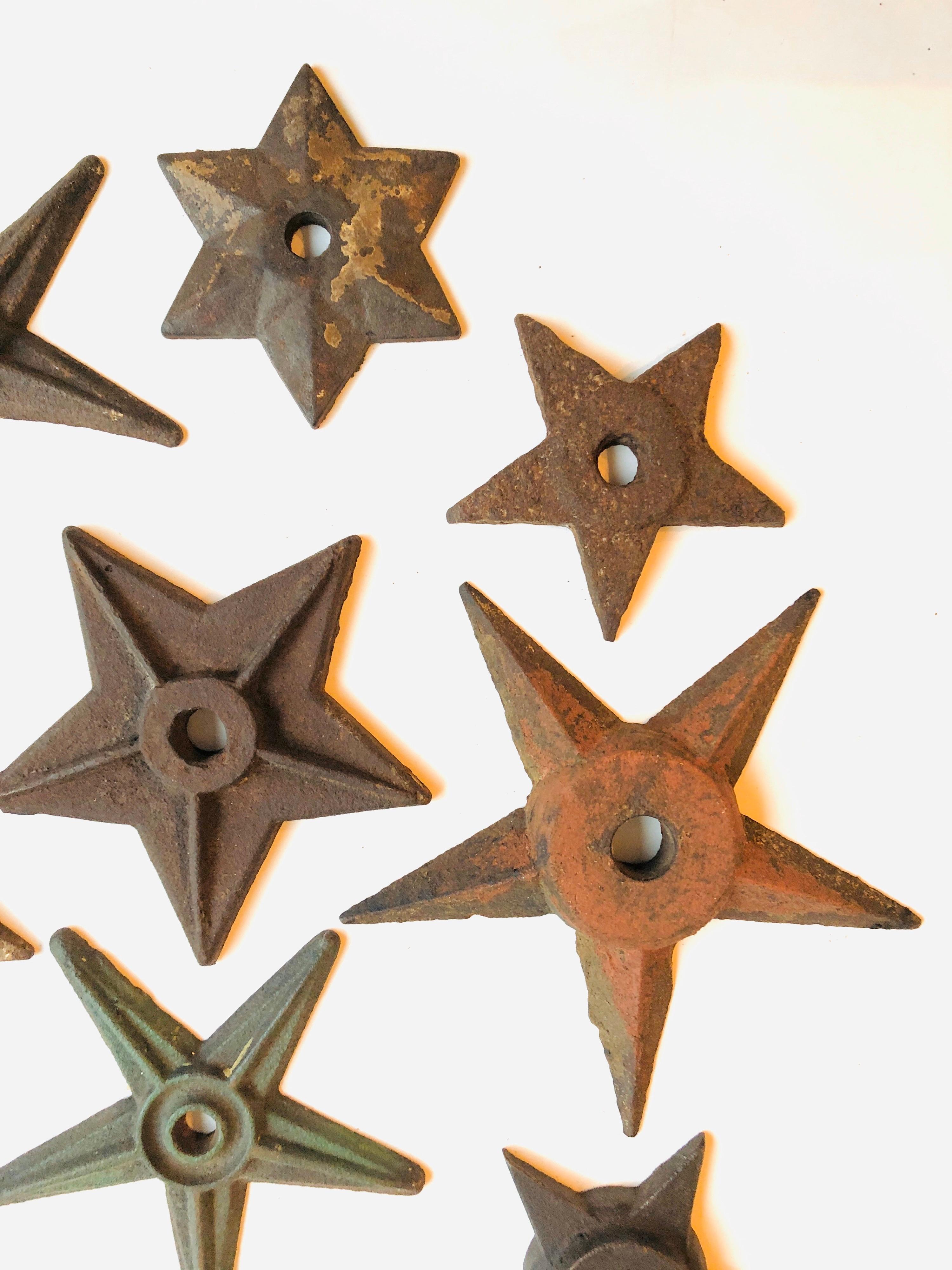Architectural Antique Cast Iron Star Shaped Building Support Collection '11' In Good Condition In Manhasset, NY