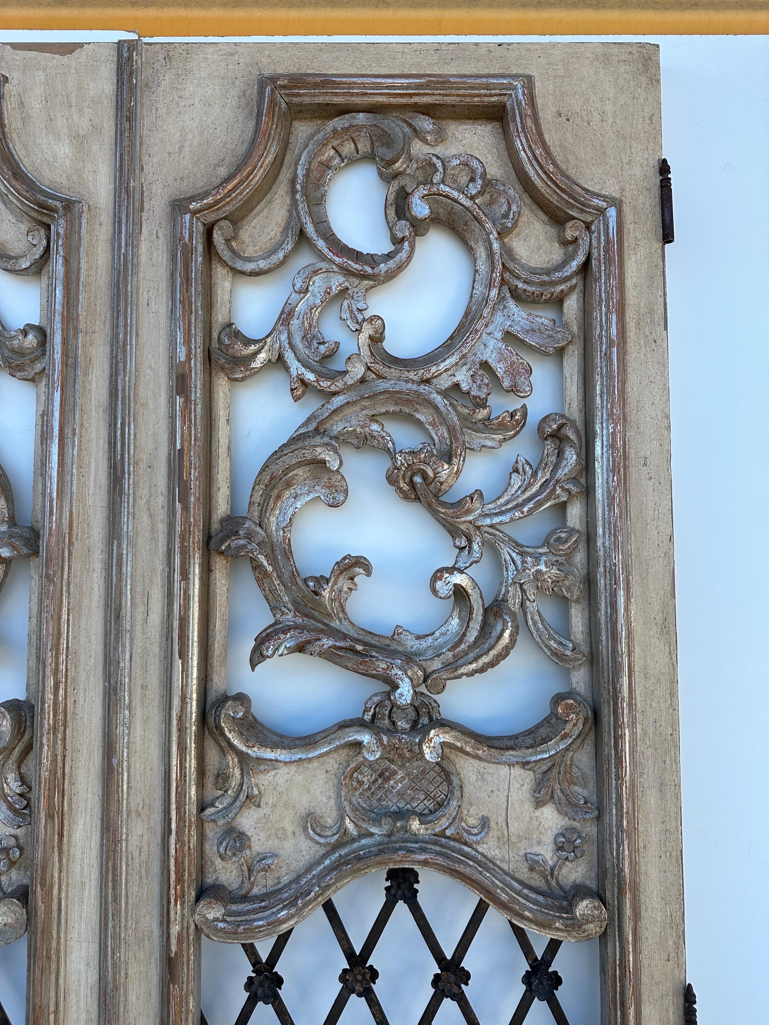Baroque Architectural Antiqued Hand Carved  Italian Decorative Doors