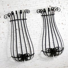 Architectural Antique Window Guards or Wall Urn Planters Hand-Wrought Iron