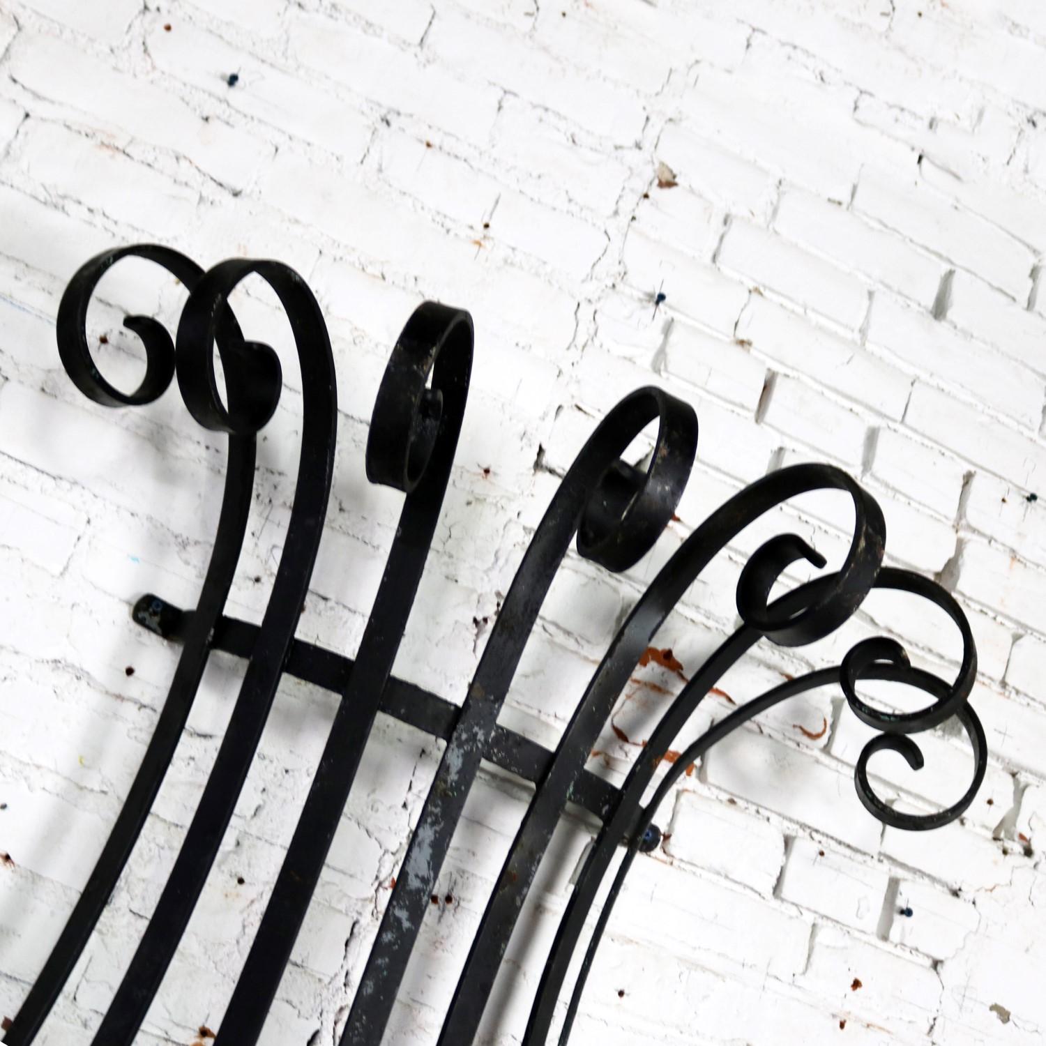 Architectural Antique Window Guards or Wall Urn Planters Hand-Wrought Iron 2