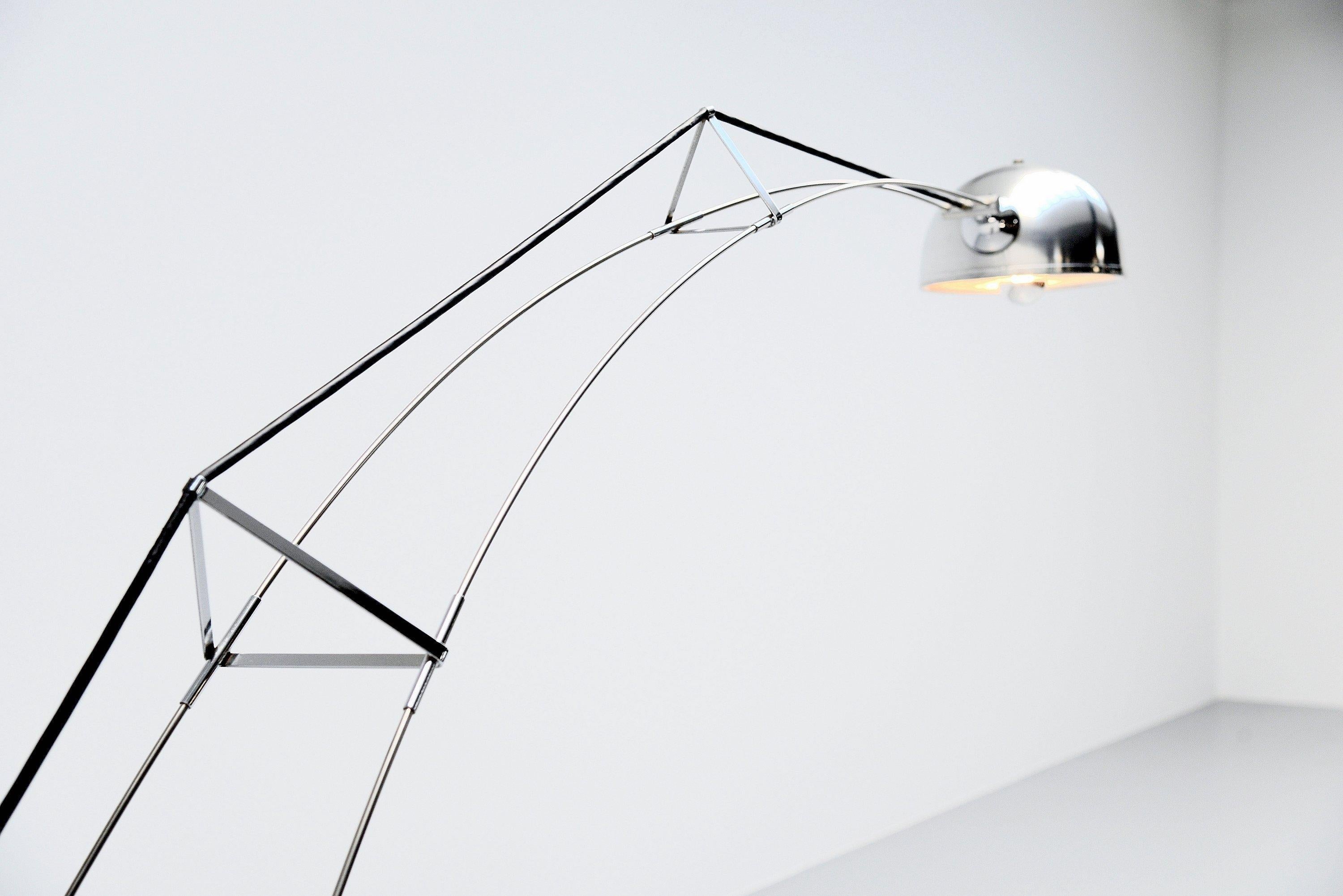 Aluminum Architectural arc floor lamp Italy 1970