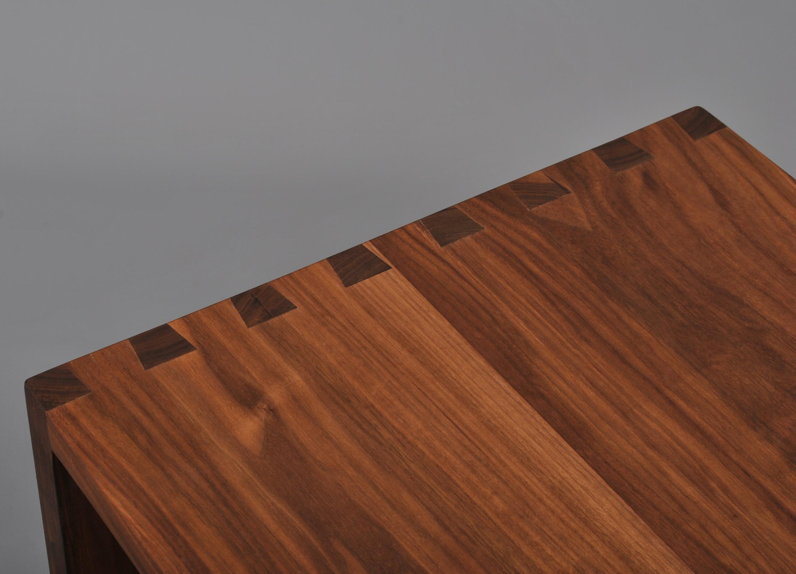 Post-Modern Handcrafted Architectural Walnut Coffee Table For Sale