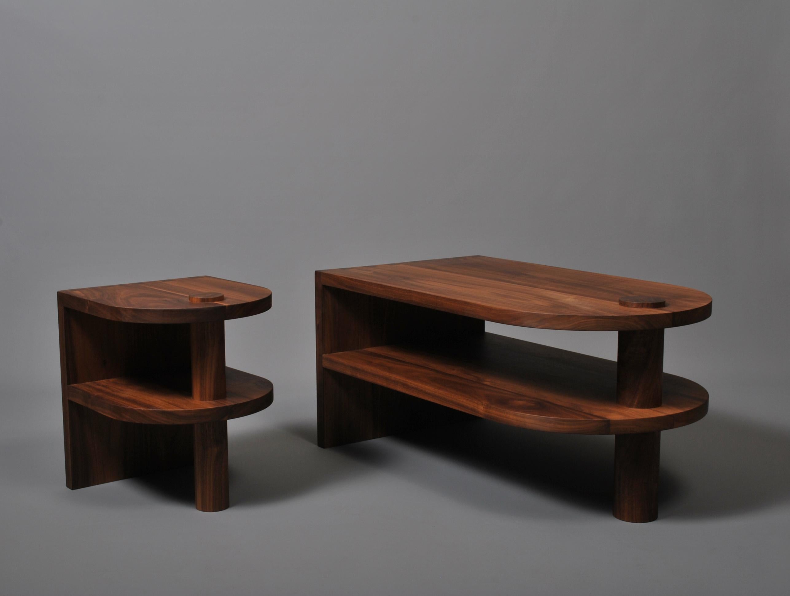 English Handcrafted Architectural Walnut Coffee Table For Sale