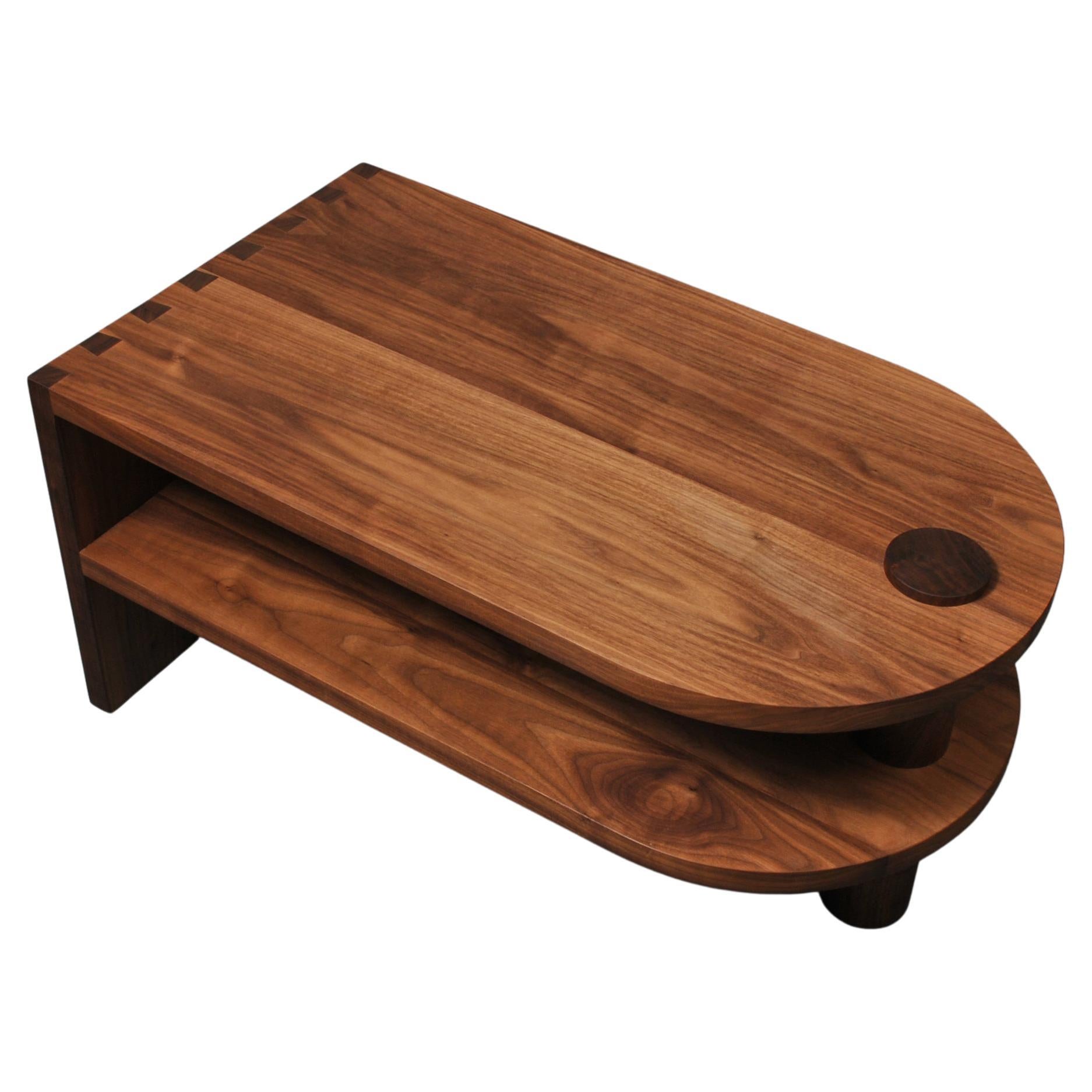 Handcrafted Architectural Walnut Coffee Table For Sale
