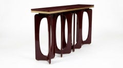 Architectural Art Deco Style Console in High-Gloss Lacquer with Gold Detailing