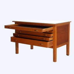 Architectural Arts & Crafts Oak 5-Drawer Map Cabinet C1910