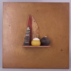 Architektonische Assemblage Stillleben Bronze geschweißte Wandskulptur gefundenes Objekt