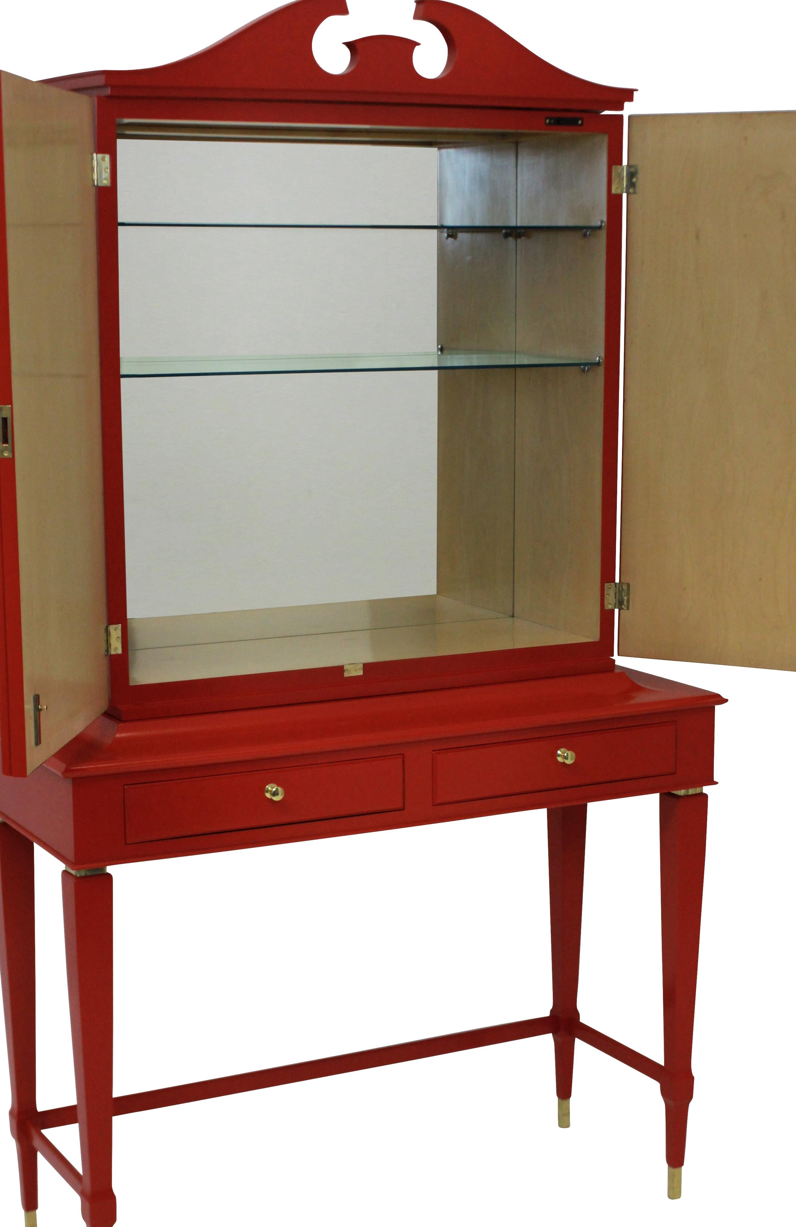 Architectural Bar Cabinet in Scarlet Lacquer by Paolo Buffa In Good Condition In London, GB