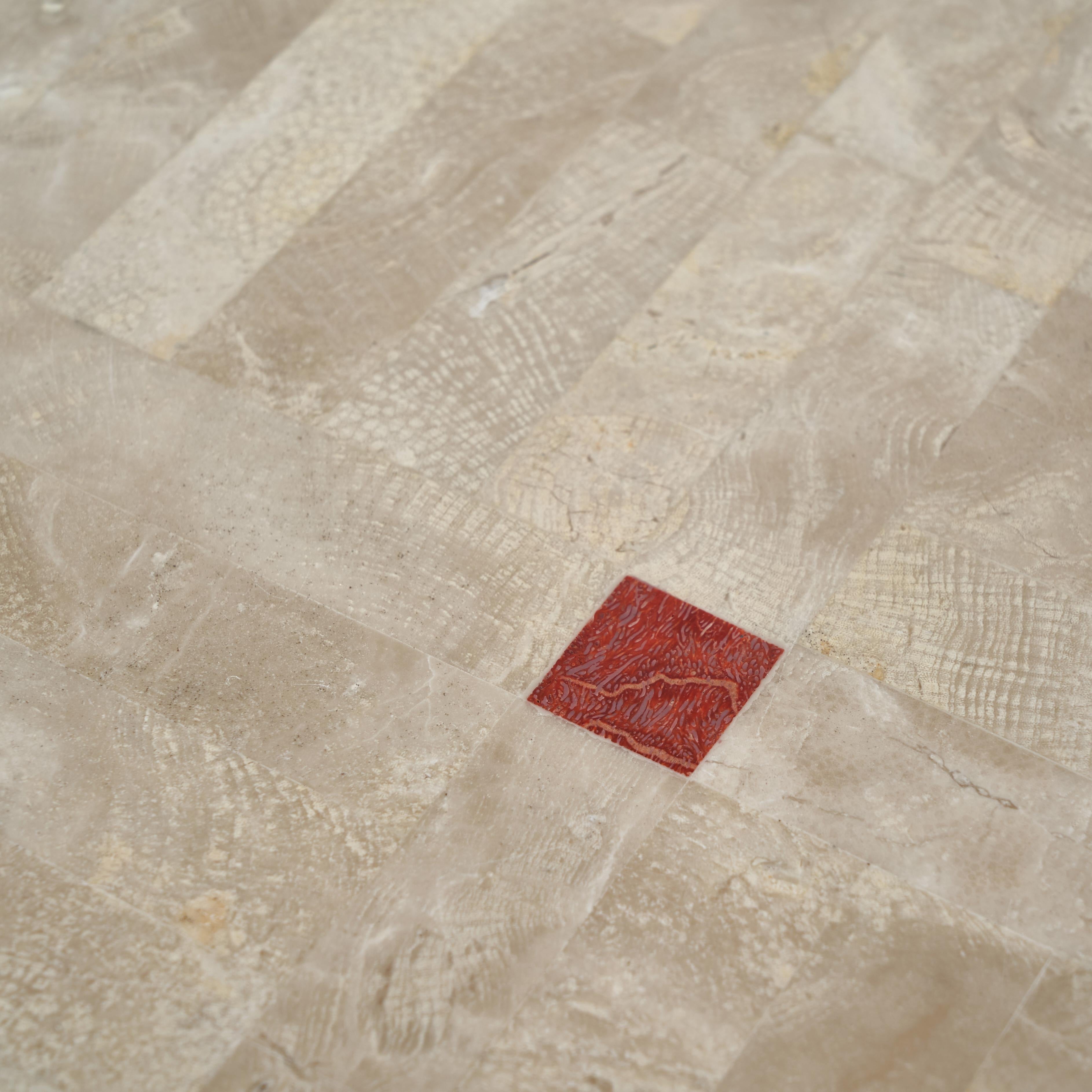 Architectural Belgian Coffee Table in Travertine In Good Condition In Tilburg, NL