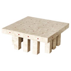 Architectural Belgian Coffee Table in Travertine