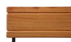 Architectural Bench in Solid Steel and Wood , France 1950's