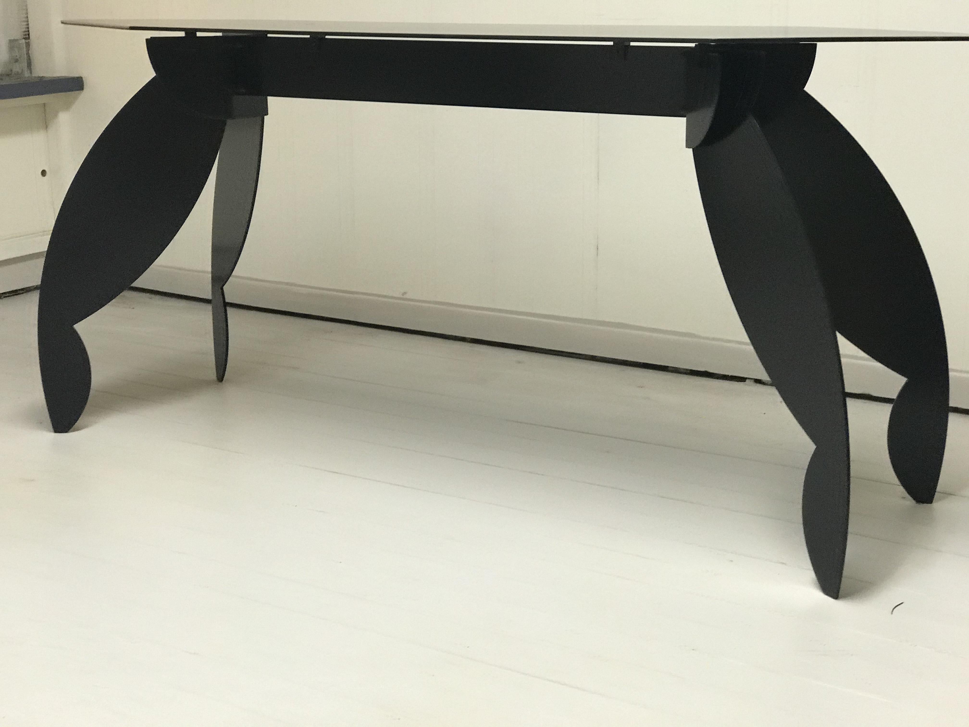 20th Century Architectural Black Lacquered Steel Console For Sale