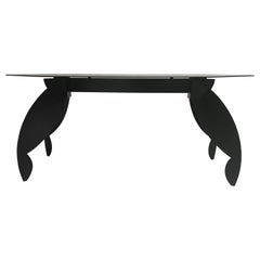 Vintage Architectural Black Lacquered Steel Console