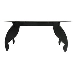 Retro Architectural Black Lacquered Steel Console