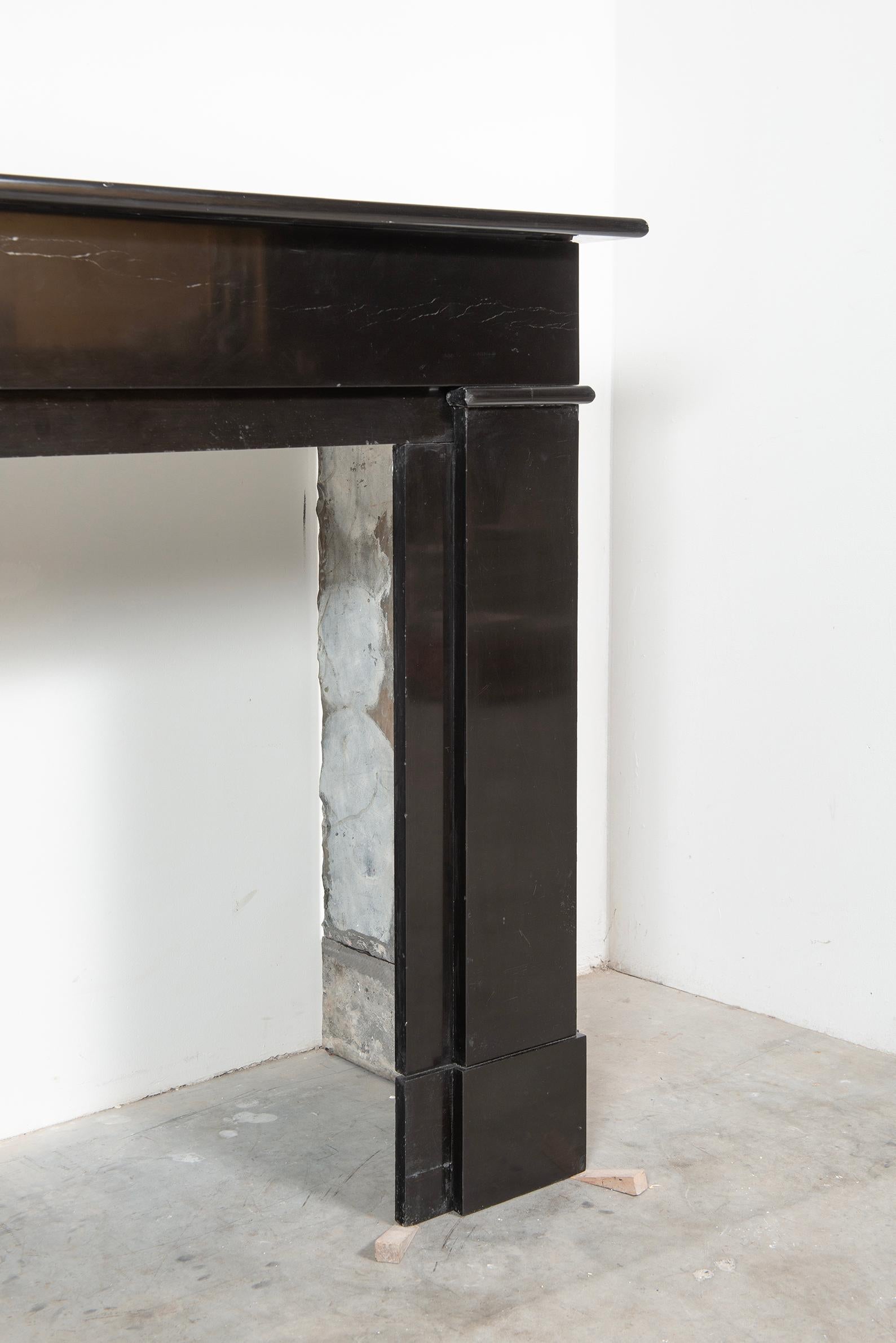 Architectural Black Marble Fireplace Mantel For Sale 5