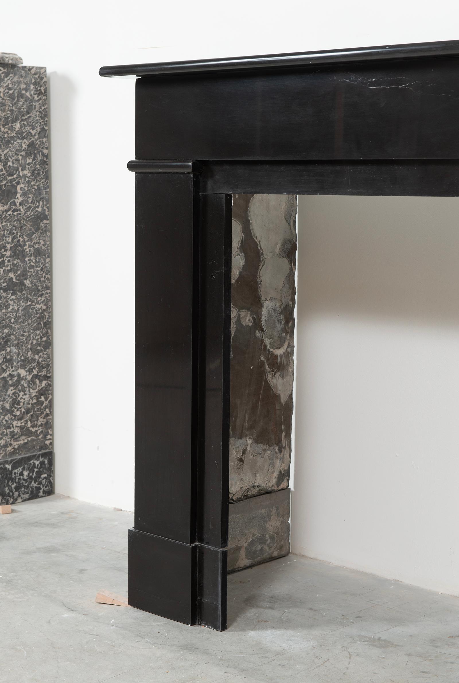 Architectural Black Marble Fireplace Mantel For Sale 12