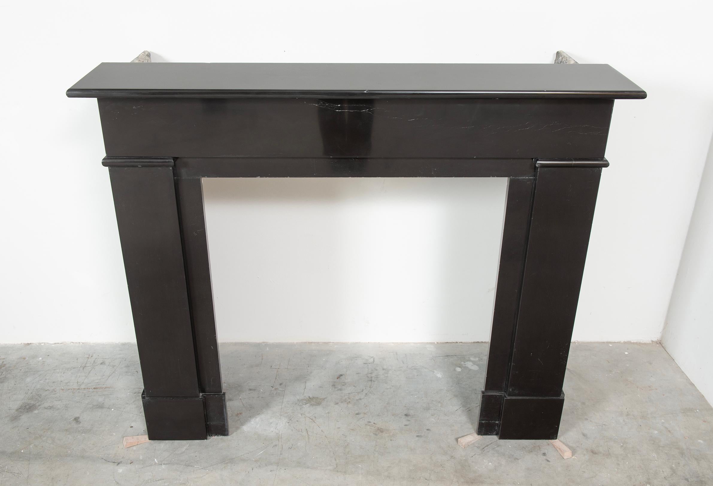 Dutch Architectural Black Marble Fireplace Mantel For Sale