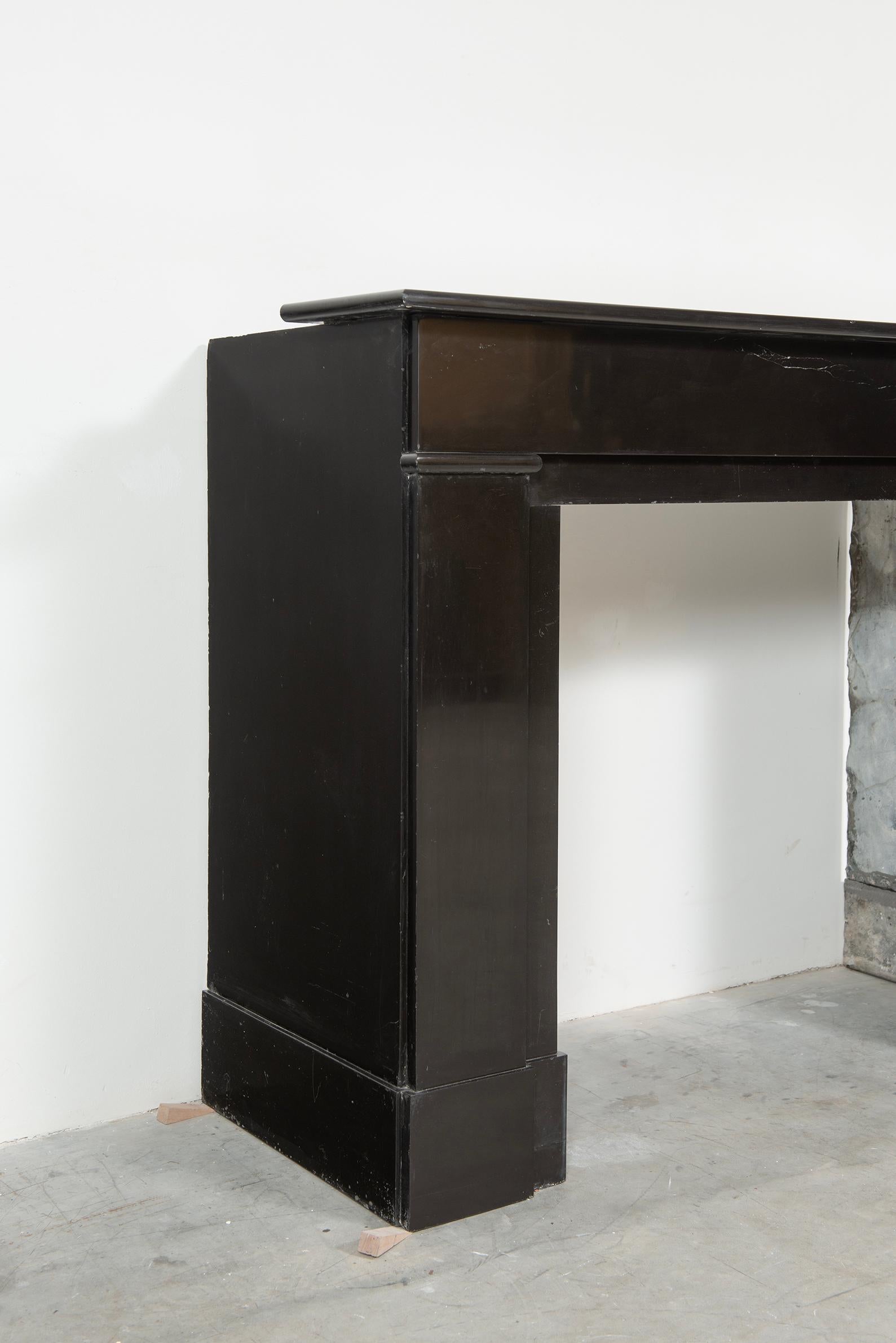 20th Century Architectural Black Marble Fireplace Mantel For Sale