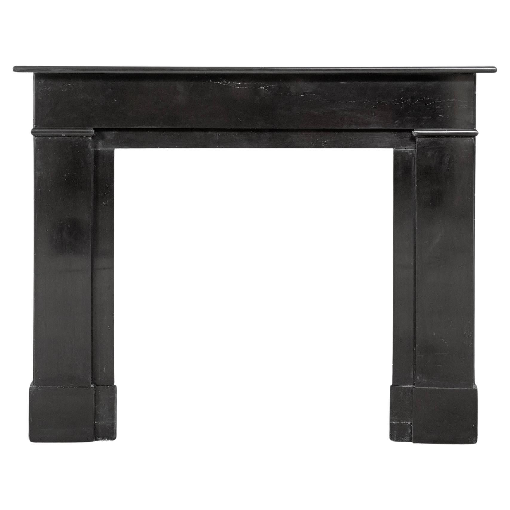 Architectural Black Marble Fireplace Mantel For Sale