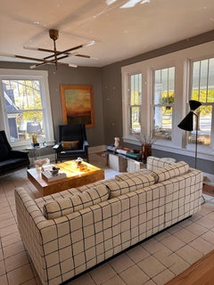 Architectural Black Nero & Travertine Marble Pedestal Coffee Table