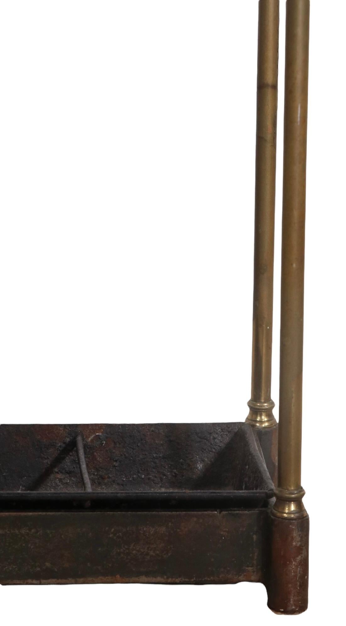 Architectural Brass and Iron Cane Umbrella Stand For Sale 6
