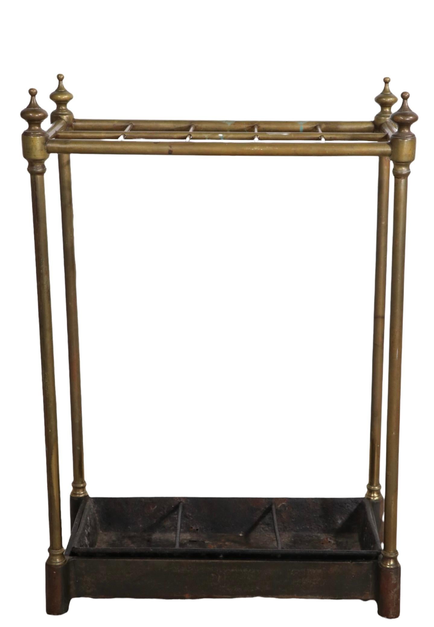 Architectural Brass and Iron Cane Umbrella Stand For Sale 8