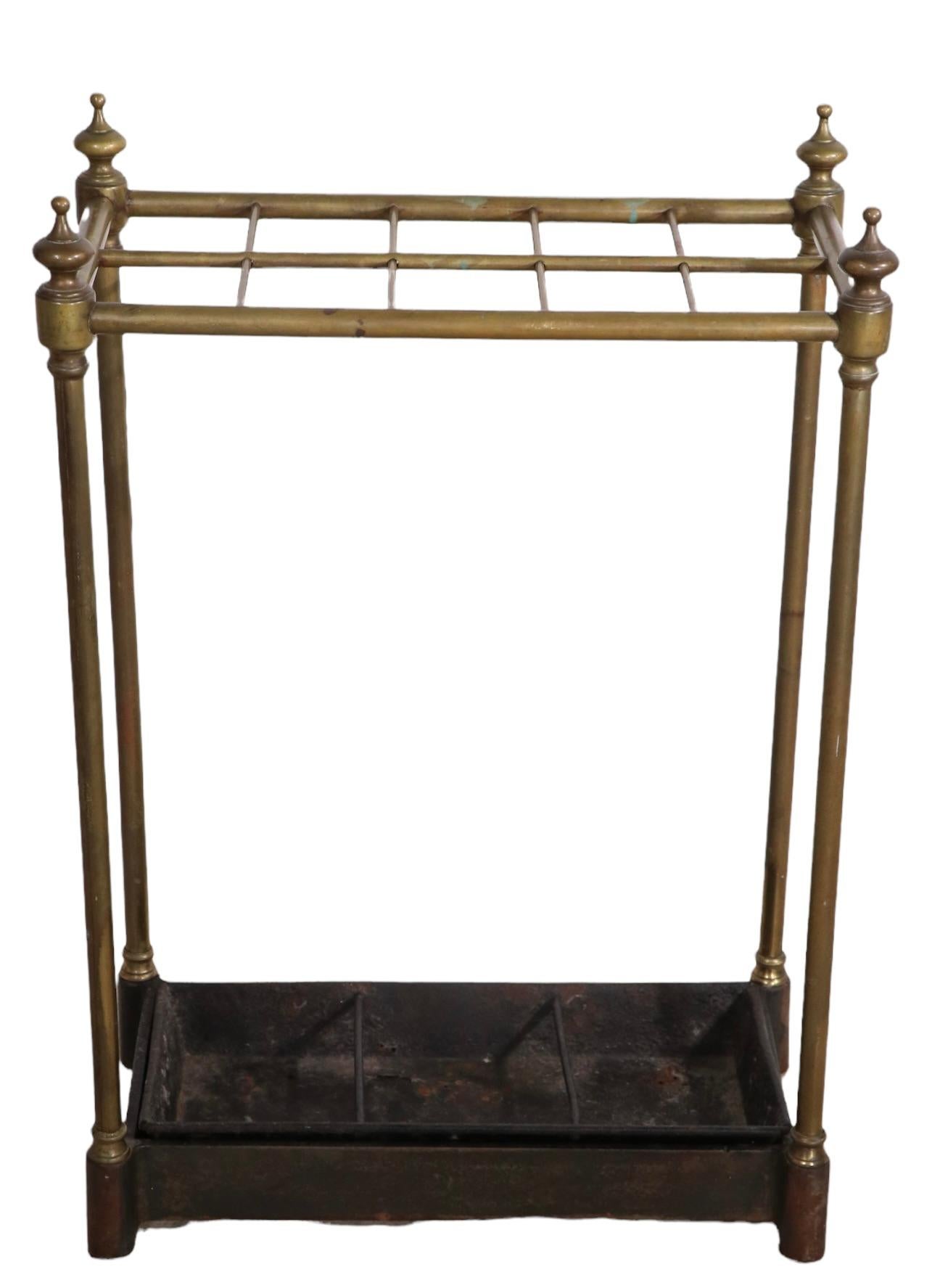 Architectural Brass and Iron Cane Umbrella Stand For Sale 9