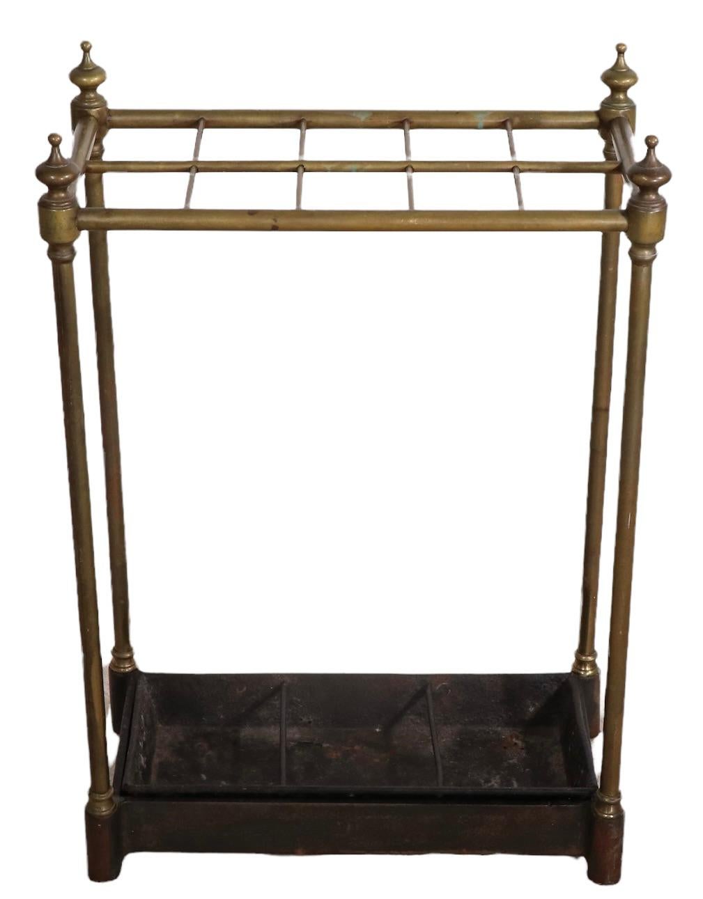 Architectural Brass and Iron Cane Umbrella Stand For Sale 10
