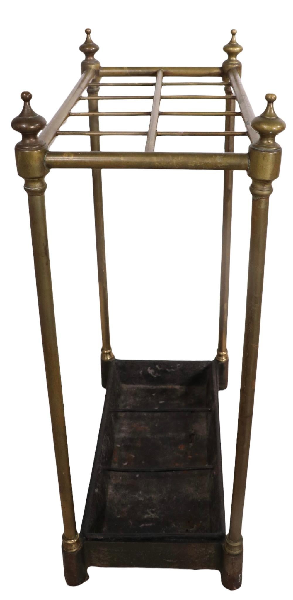 Victorian Architectural Brass and Iron Cane Umbrella Stand For Sale