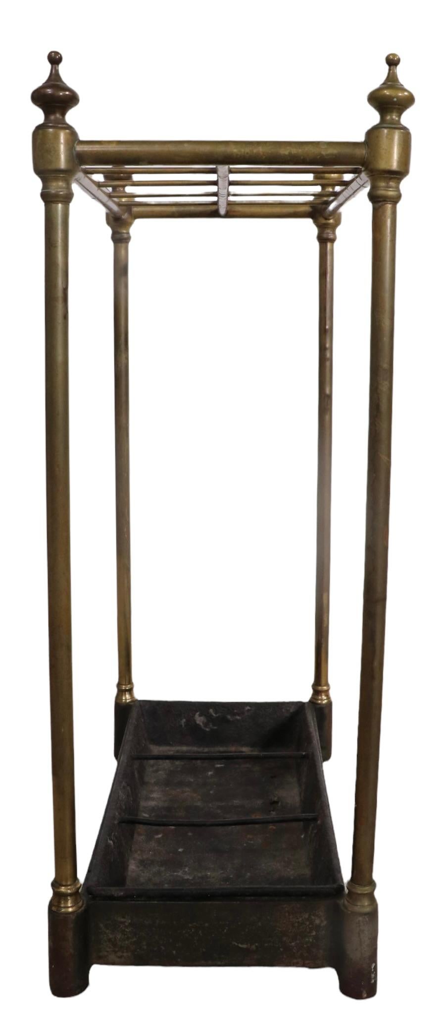 French Architectural Brass and Iron Cane Umbrella Stand For Sale