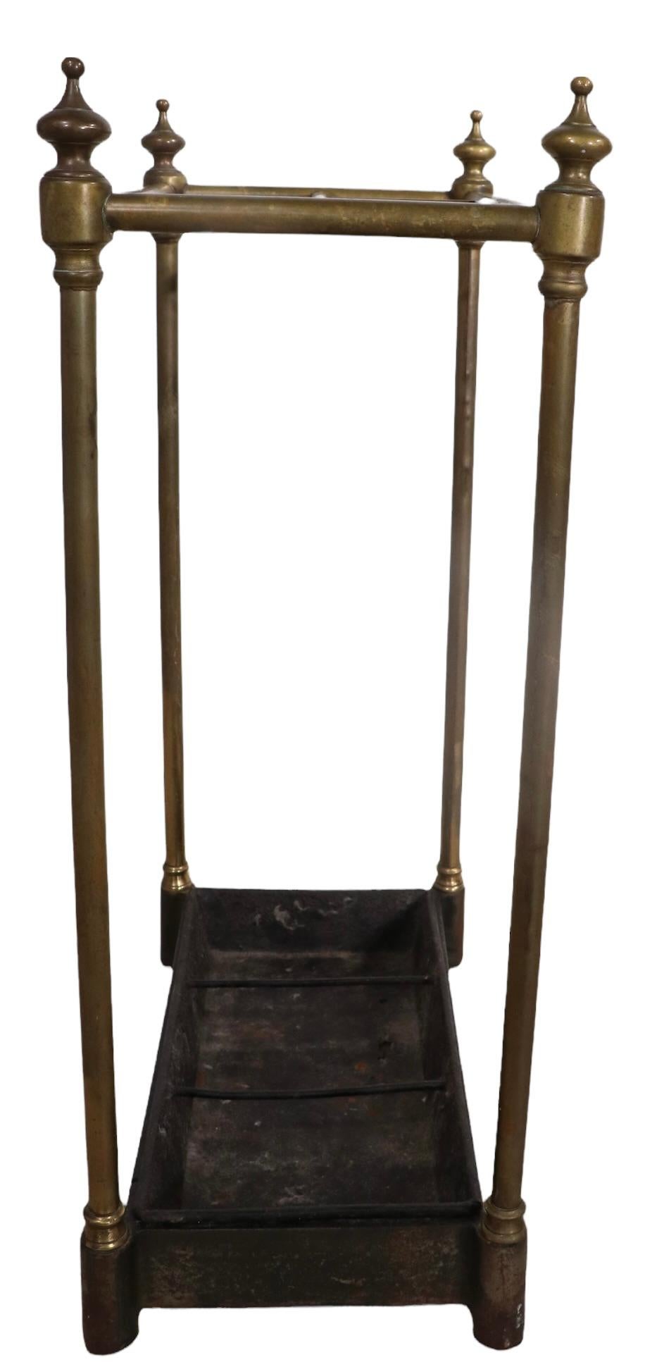 Architectural Brass and Iron Cane Umbrella Stand In Good Condition For Sale In New York, NY