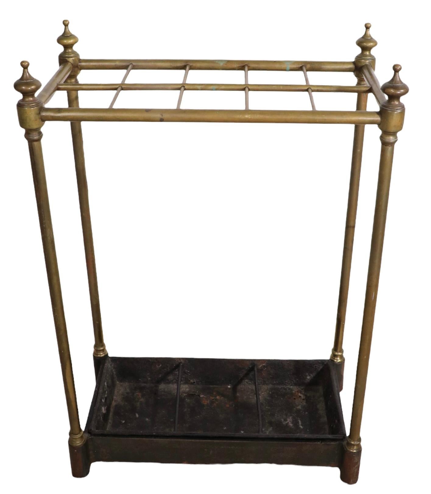 Architectural Brass and Iron Cane Umbrella Stand For Sale 1