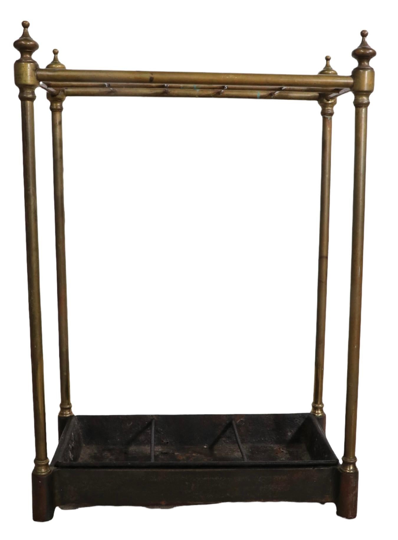 Architectural Brass and Iron Cane Umbrella Stand For Sale 2