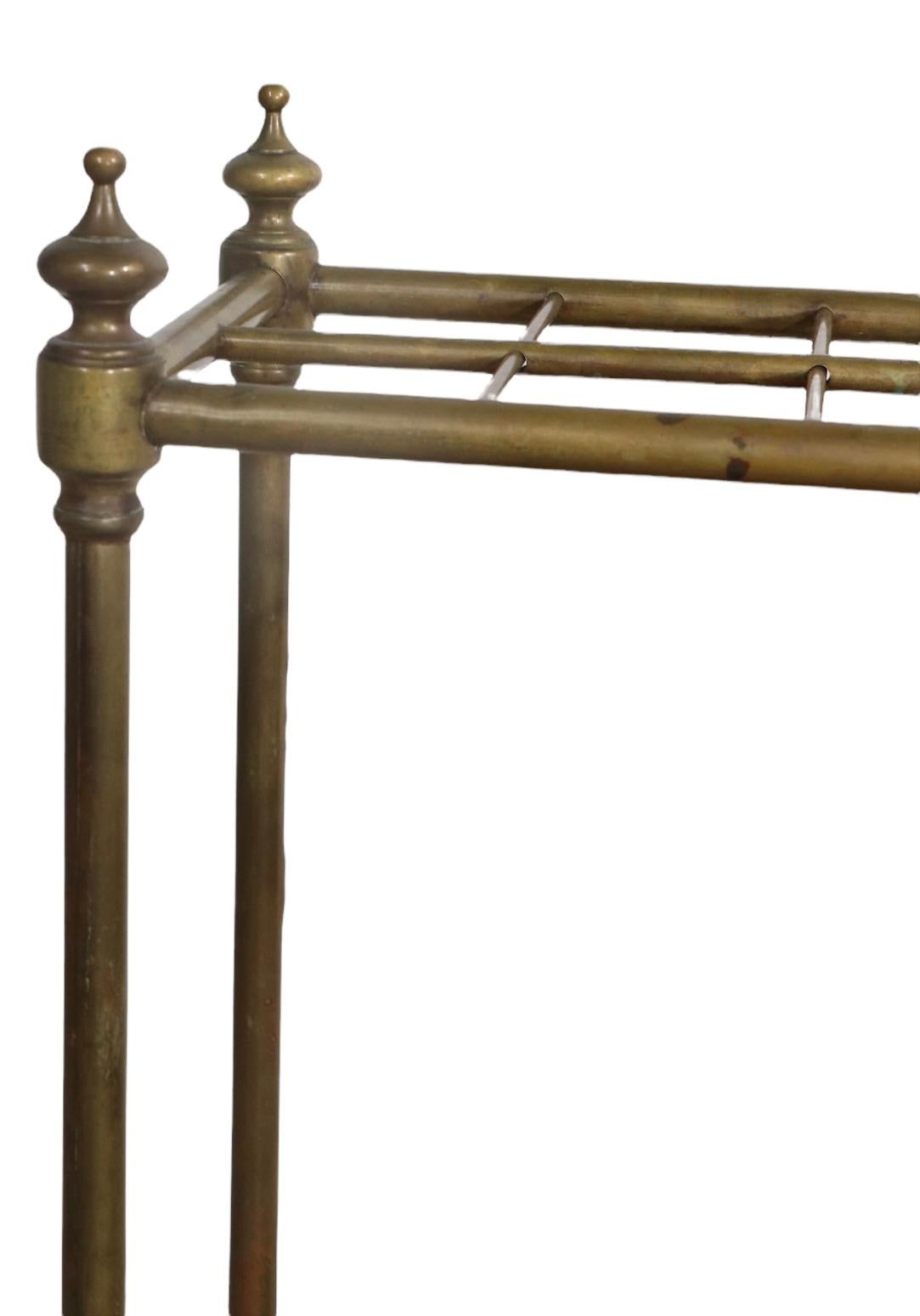 Architectural Brass and Iron Cane Umbrella Stand For Sale 3
