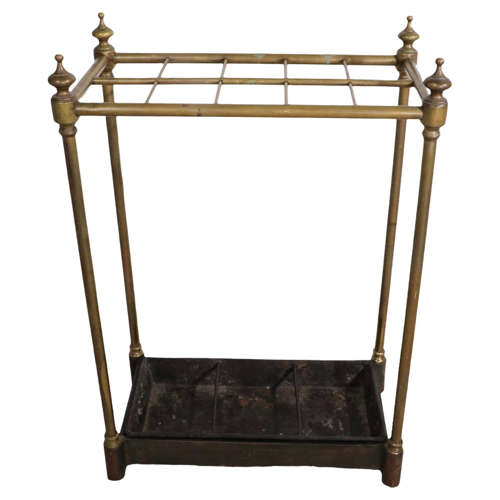 Architectural Brass and Iron Cane Umbrella Stand