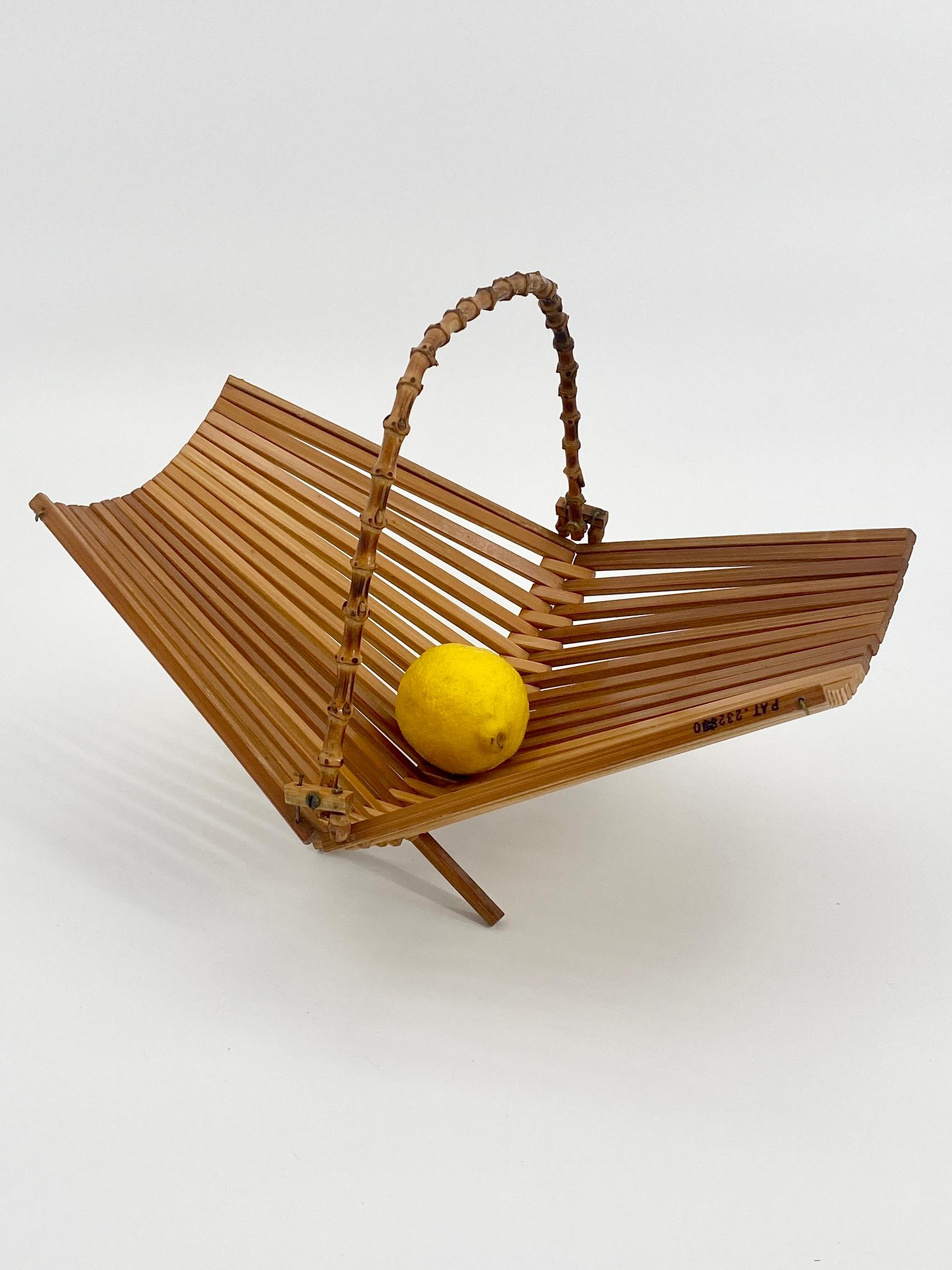 20th Century Architectural Bread or Fruit Kitchen Basket with Bamboo Handle, Denmark