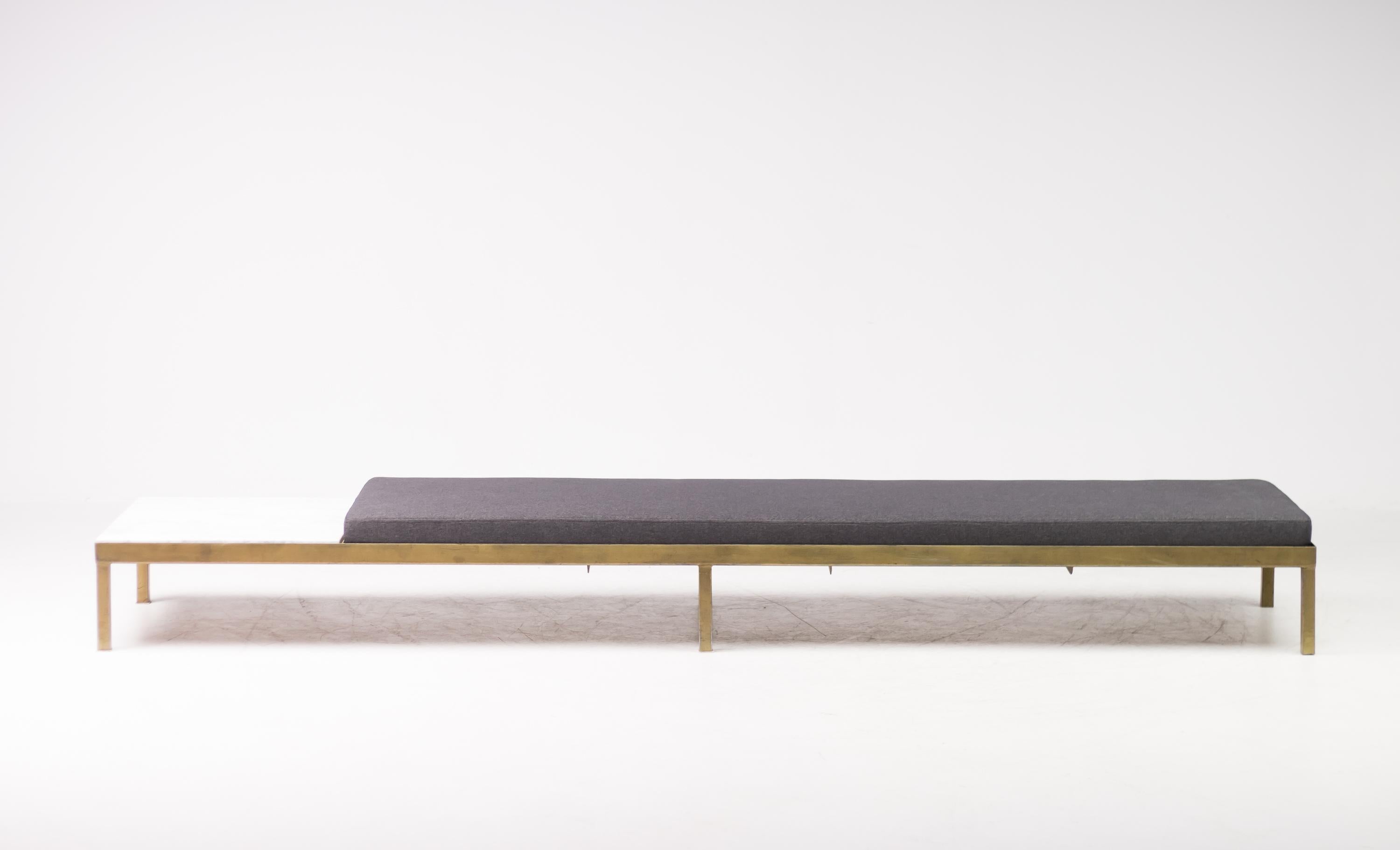 Mid-Century Modern Architectural Bronze and Carrara Marble Daybed 