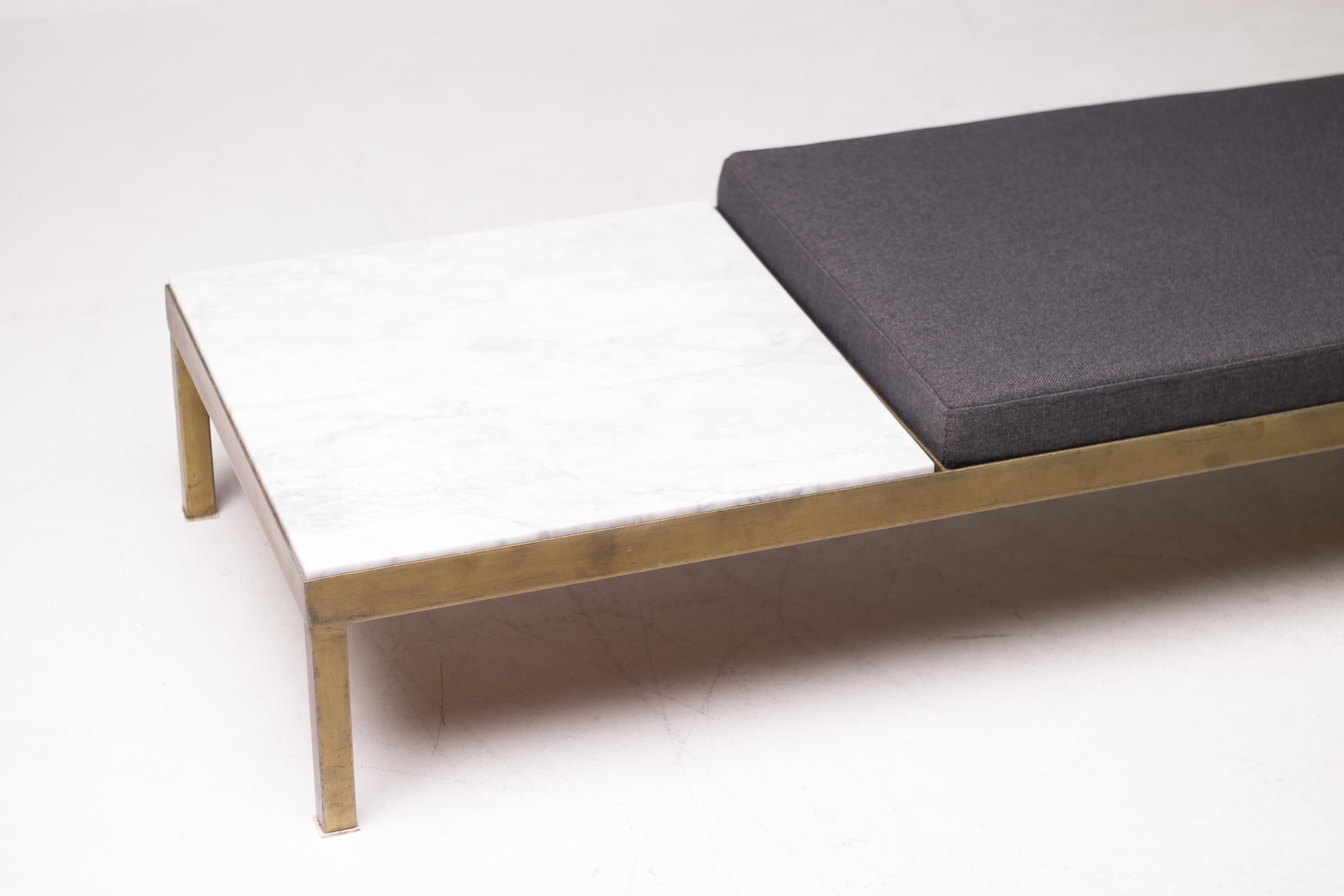 Italian Architectural Bronze and Carrara Marble Daybed 