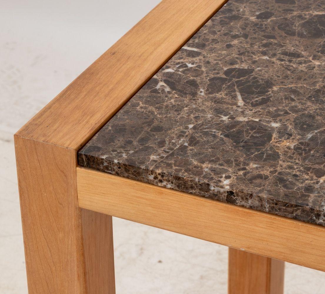 Contemporary Architectural Brown Marble Top Beech Desk For Sale