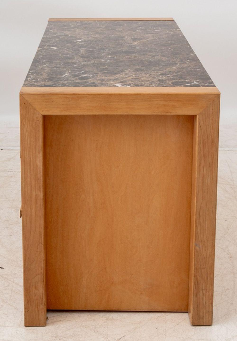 Architectural Brown Marble Top Beech Desk For Sale 2