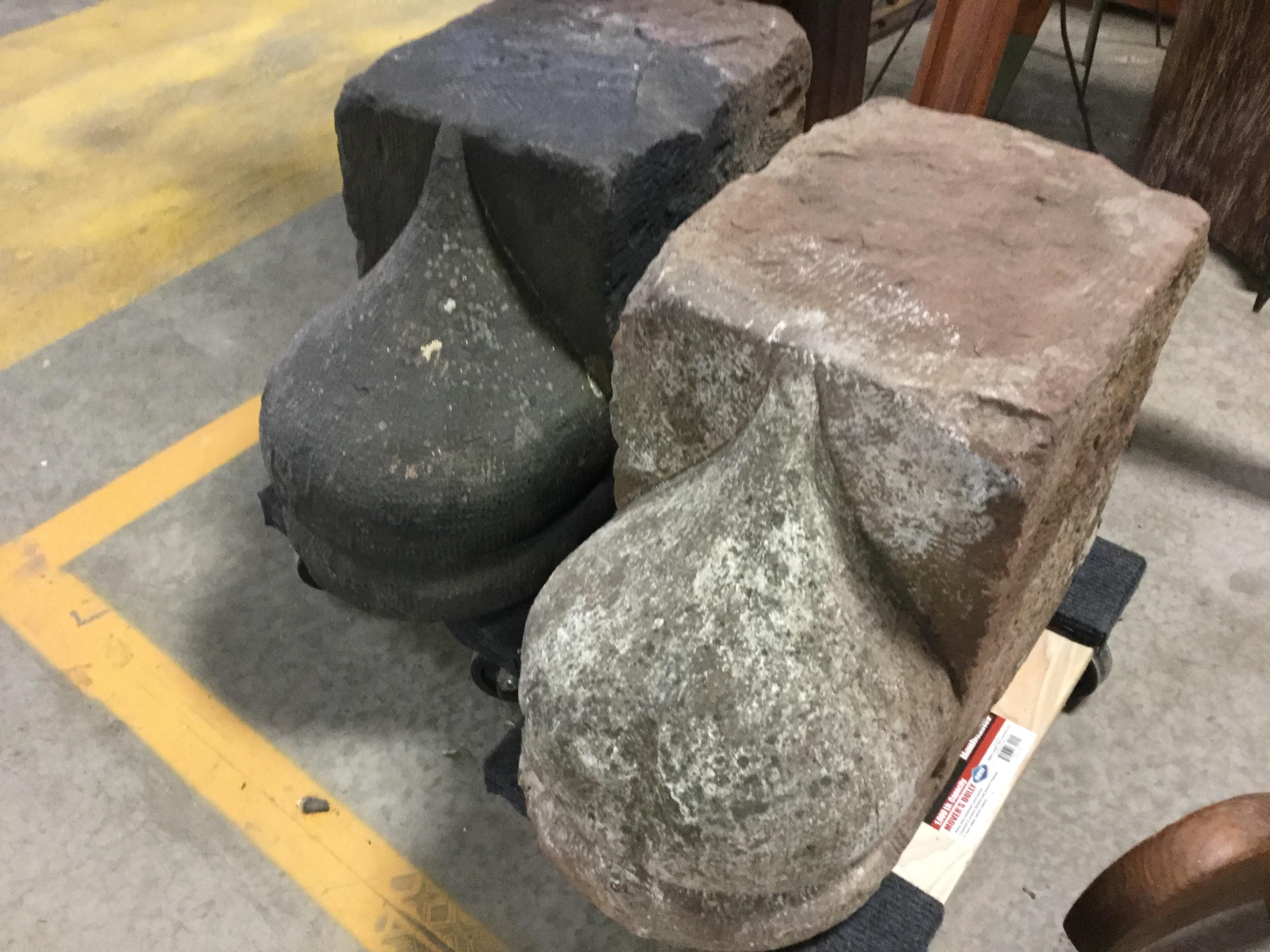 Mid-19th Century Architectural Building Curbs Carved Stone For Sale