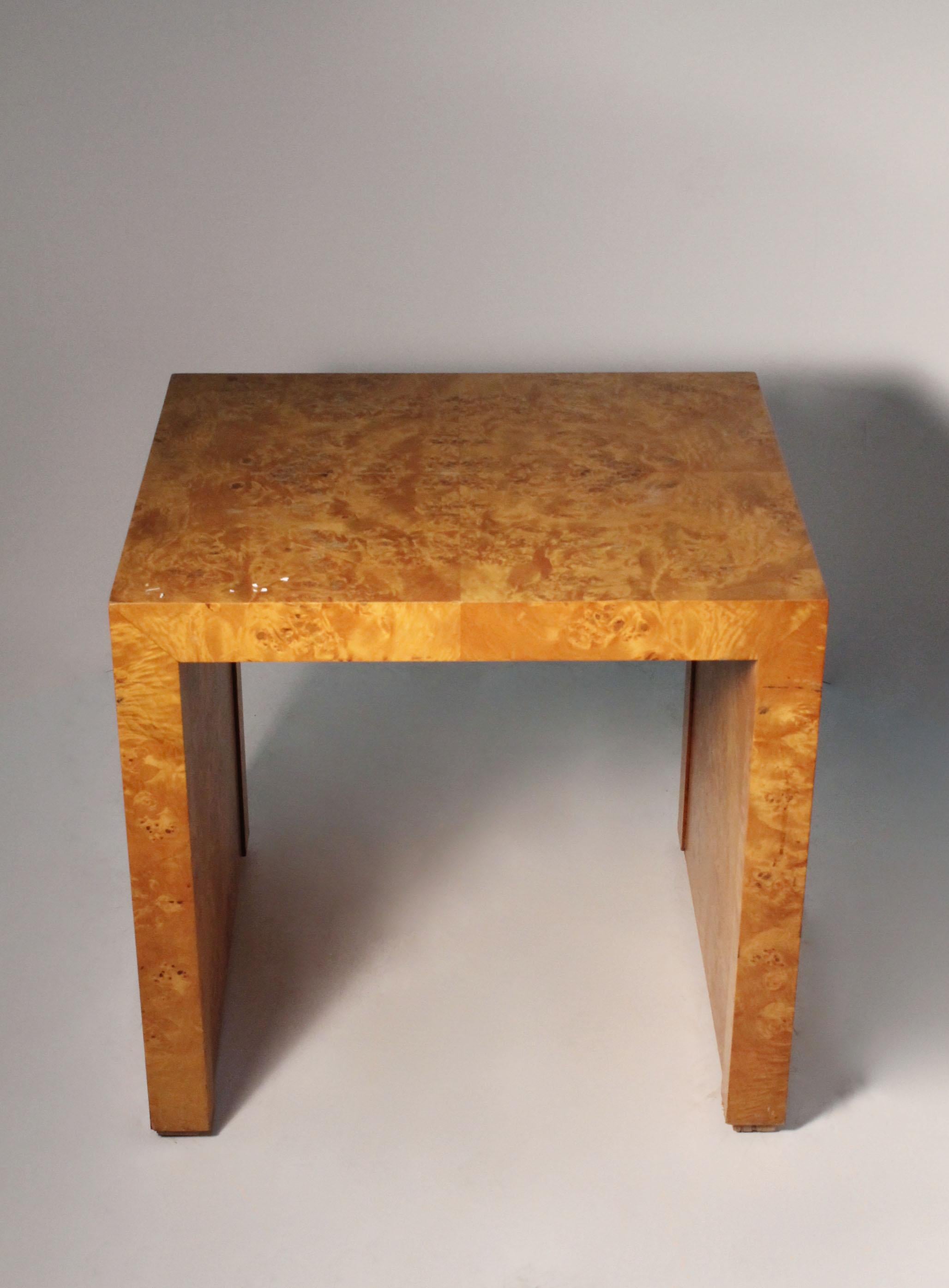 Architectural Burl Waterfall Side Table attributed to Milo Baughman In Good Condition For Sale In Chicago, IL